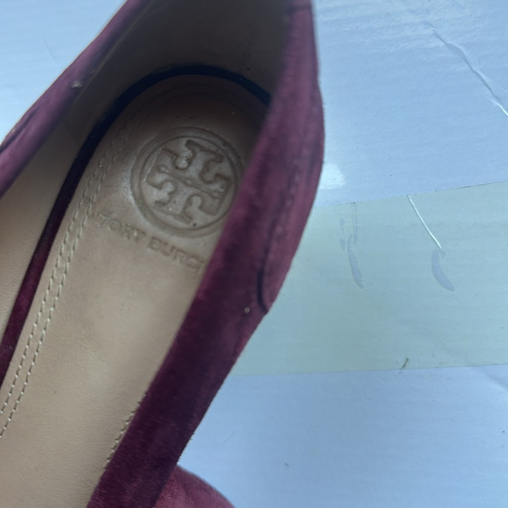 Tory Burch burgundy suede 1.5 inch mirror heel, very good condition. - Picture 2 of 6